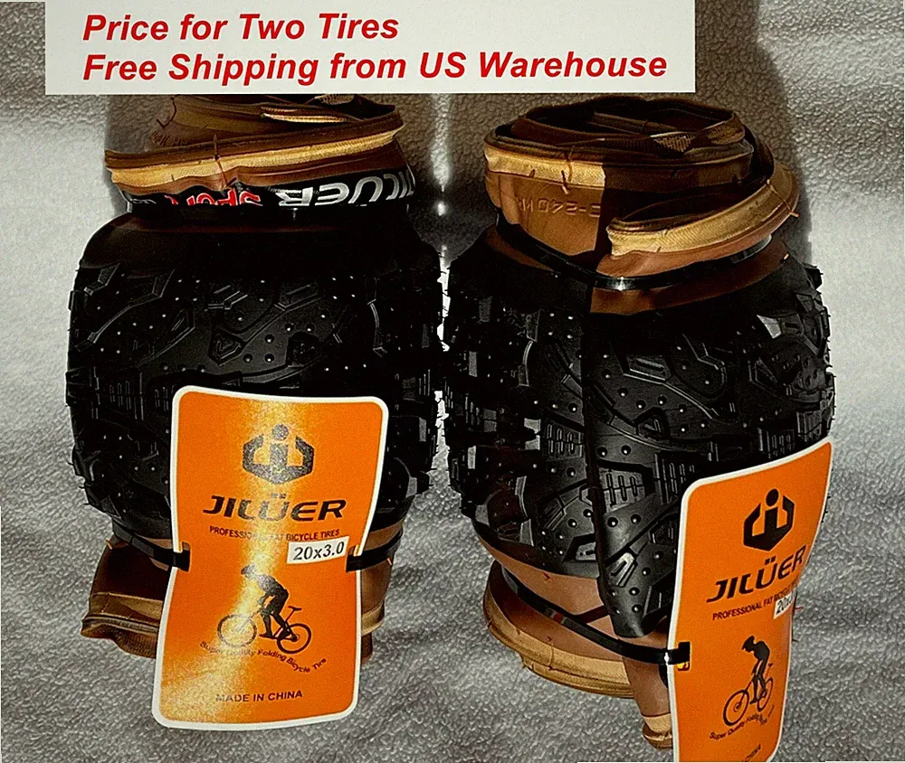 (2 Pack) Fat Bike Folding Tire 20x3.0" 20x4.0" 60TPI JILUER Bike Ebike Snow